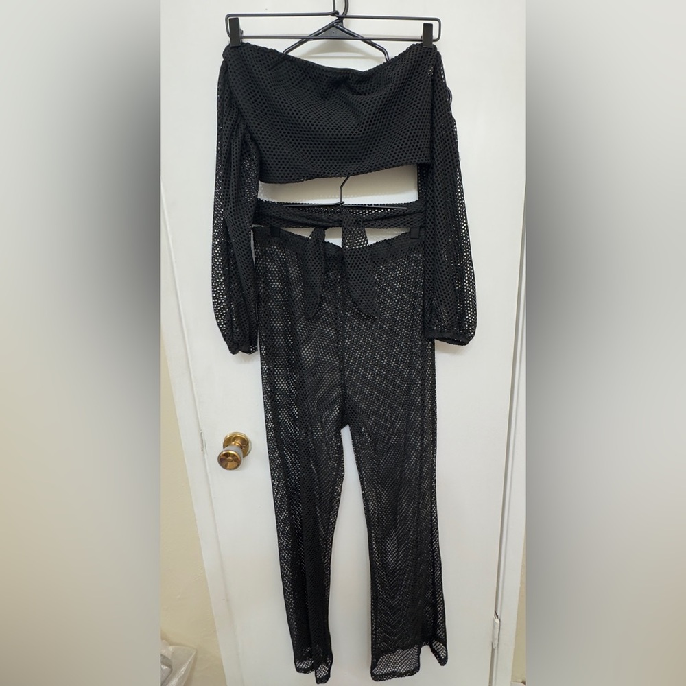 Amazon Black Mesh Swim Coverup Set